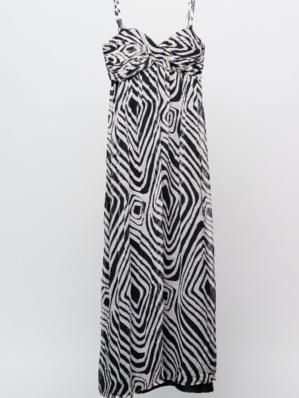 White House Black Market Black & White Geometric Print Maxi Dress Size 4